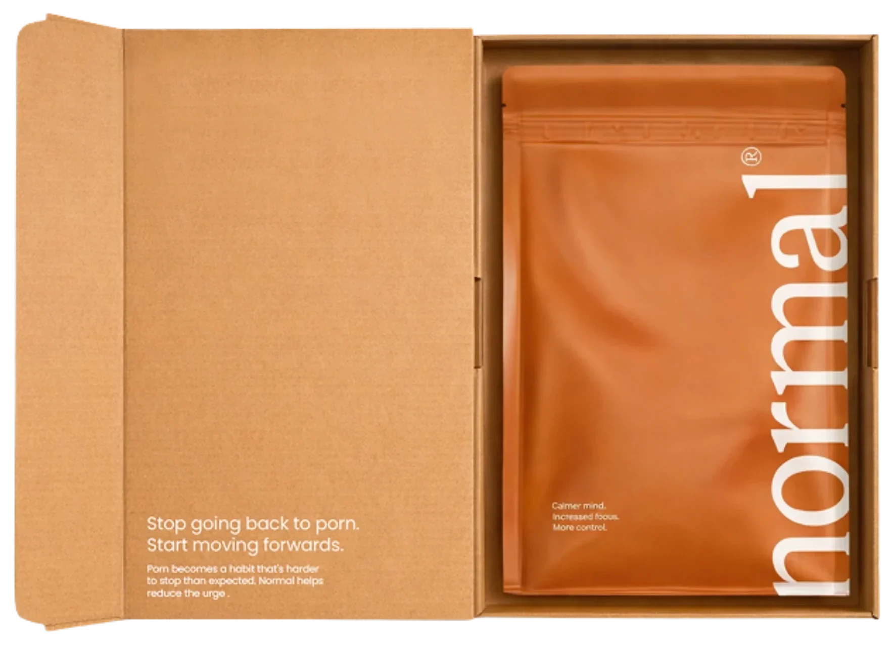 The Normal treatment, delivered in a plain box with an orange pouch reading normal