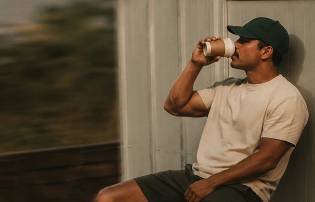 Man drinking coffee