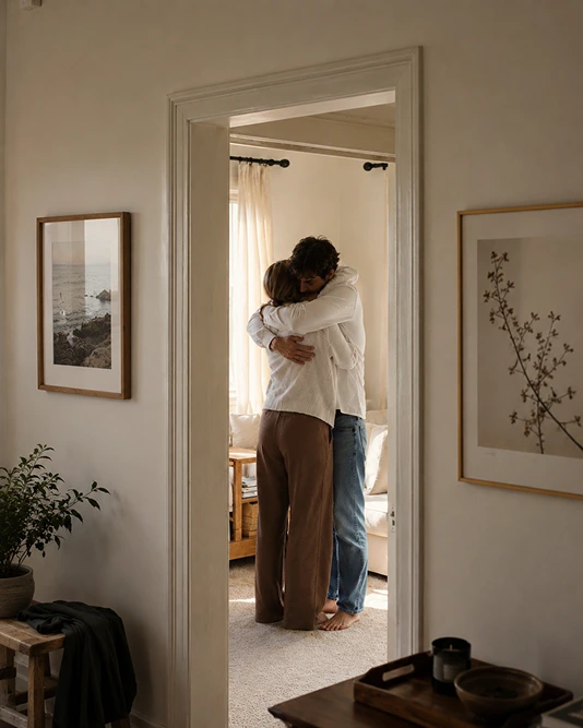 Man and woman hugging